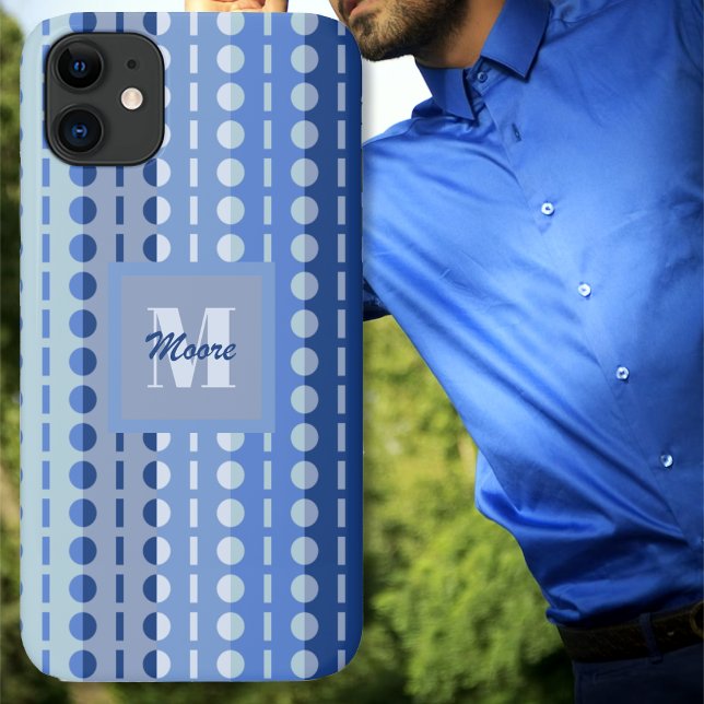 Capa Para iPhone 11 Listras Pleadas - Mão Azul Claro a Escuro (Pleated Stripes – Light to Dark Blue Ombre Case-Mate iPhone Case by Leapfroglisics Shop)