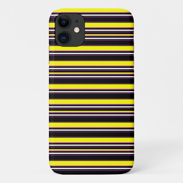 Capa Para iPhone 11 Listras pretas e amarelas fofas (Verso)