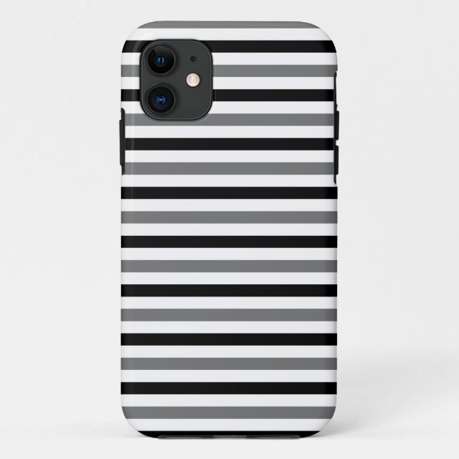 Capa Para iPhone 11 Listras pretas e brancas design  (Verso)