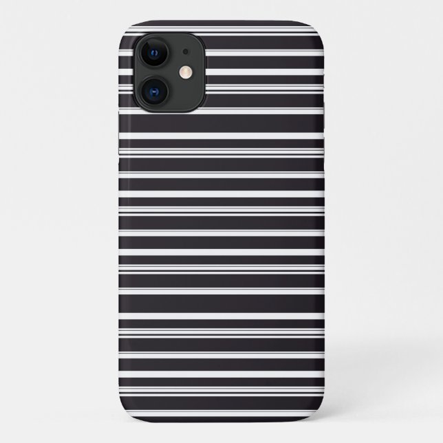 Capa Para iPhone 11 Listras pretas e brancas fofas (Verso)