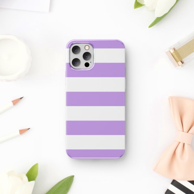 Capa Para iPhone 11 Listras Roxas, Listras Brancas, Padrões Lançados (Criador carregado)