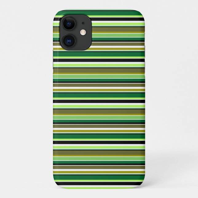 Capa Para iPhone 11 Listras verdes brancas fofas (Verso)
