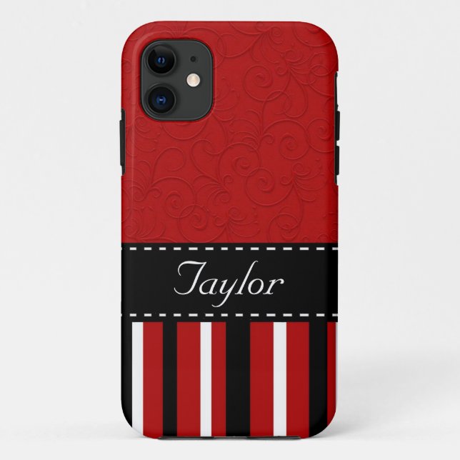 Capa Para iPhone 11 Listras Vermelhas e Pretas (Verso)