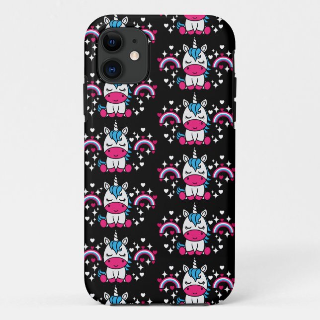 Capa Para iPhone 11 Little Girls Unicorn Pony (Verso)