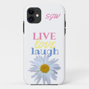 Capa Para iPhone 11 Live Love Laugh divertido tipo branco colorido