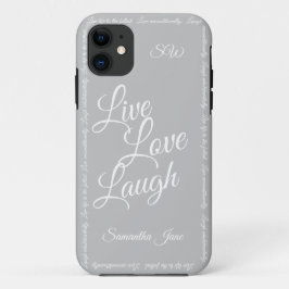 Capa Para iPhone 11 Live Love Laugh Elegante Cinza White Script