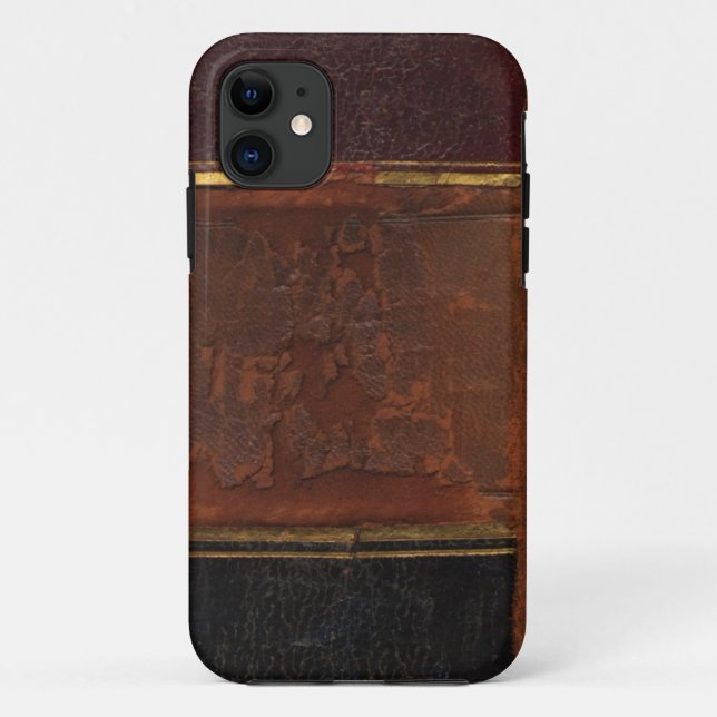 Capa Para iPhone 11 Livro antigo retro, marrom encadernado do couro do (Verso)