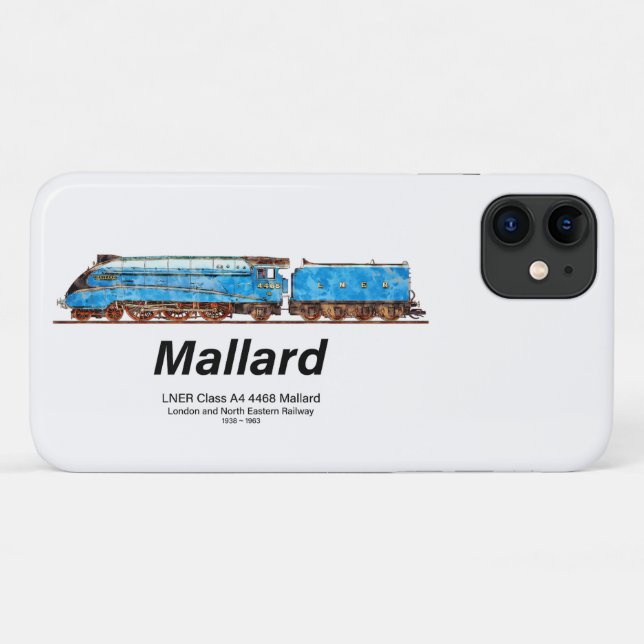 Capa Para iPhone 11 LNER Classe A4 4468 Mallard - Loco a Vapor Mais Rá (Verso (horizontal))