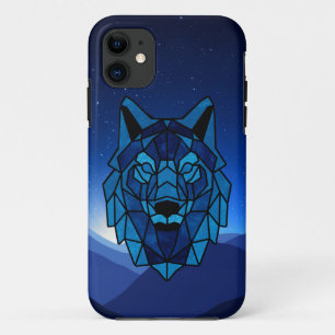 Capa Para iPhone 11 Lobo Azul Geométrico