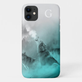 Capa Para iPhone 11 Lobo de inverno monograma