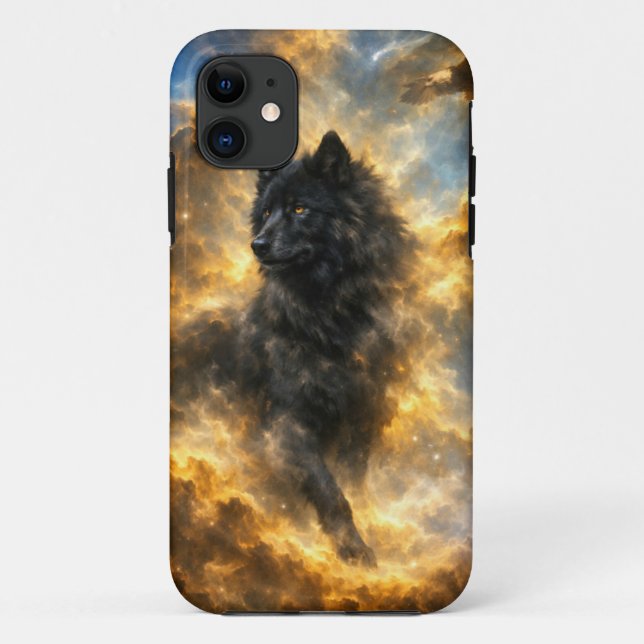 Capa Para iPhone 11 Lobo Negro (Verso)