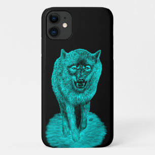 Capa Para iPhone 11 Lobo Negro Zangado na Noite