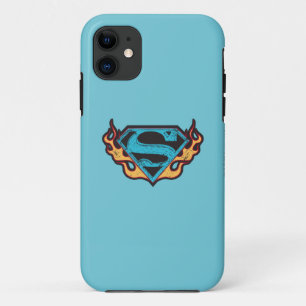 Capa Para iPhone 11 Logotipo Azul da Supergirl com Chamas