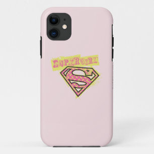 Capa Para iPhone 11 Logotipo da Supergirl Grunge rosa
