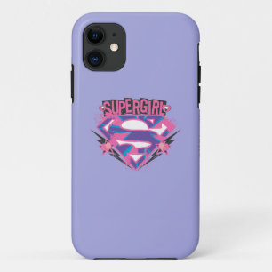 Capa Para iPhone 11 Logotipo de Supergirl Pink e Purple Grunge
