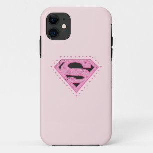 Capa Para iPhone 11 Logotipo Distante da Supergirl Preto e Rosa
