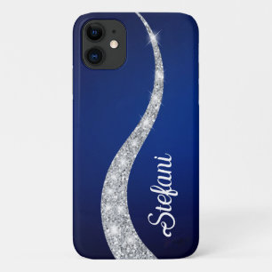 Capa Para iPhone 11 Loja Online de faux de prata azul Elegante do Mari