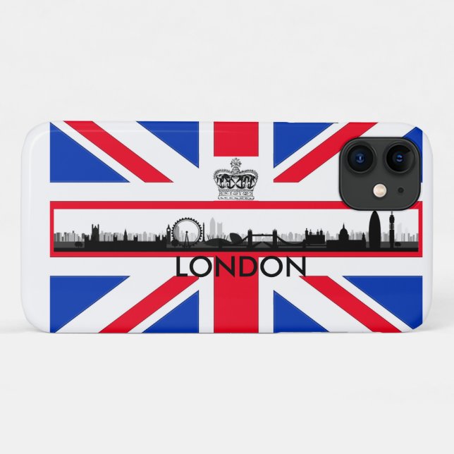 Capa Para iPhone 11 Londres Skyline Union Jack Flag (Verso (horizontal))