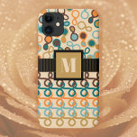 Capa Para iPhone 11 Loopy Lines with hybrid paisley in dark retro<br><div class="desc">Loopy Lines with hybrid paisley in various shades of vanilla,  dark chocolate brown,  soft orange,  seaglass,  caramel gold and dark teal. Other colorways available.</div>