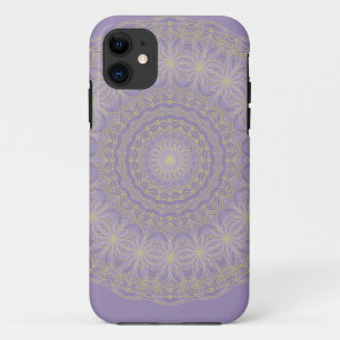 Capa Para iPhone 11 Lotus Mandala em Lilac e Dourado