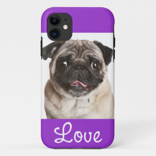Capa Para iPhone 11 Love Pug Puppy Dog Purple iPhone 5 Case Cobrir