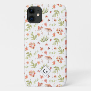 Capa Para iPhone 11 Lovely Little Ladybugs Floral   Monograma