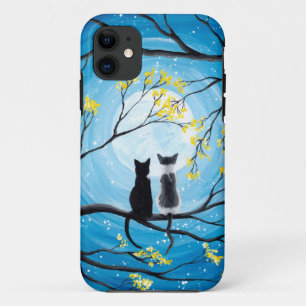 Capa Para iPhone 11 Lua branca com gatos