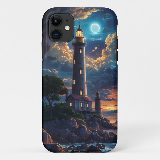 Capa Para iPhone 11 Lua cheia de farol (Verso)