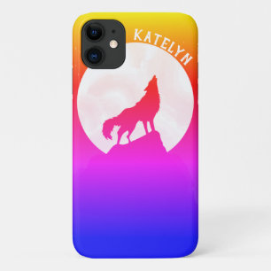 Capa Para iPhone 11 Lua legal do Céu Noturno com Lobo Personalizado