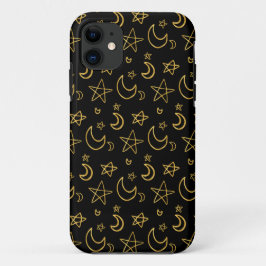 Capa Para iPhone 11 Luas e estrelas Dourado padrão