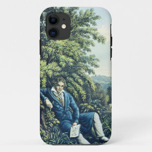 Capa Para iPhone 11 Ludwig van Beethoven por um rio (engravin colorido