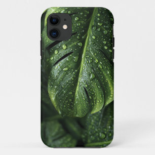 Capa Para iPhone 11 Lush Monstera Leaves with Morning Dew Drops