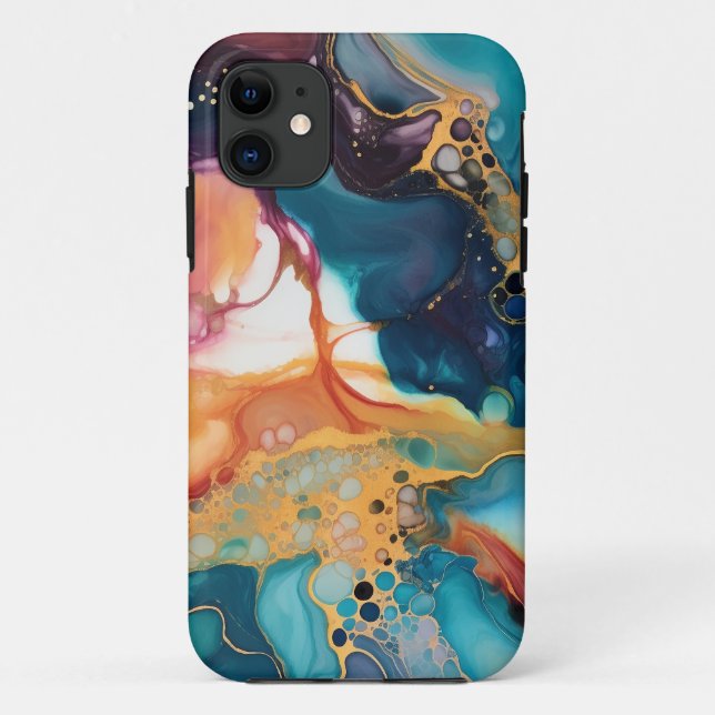 Capa Para iPhone 11 Luxo Elegante Mármore Abstrato Lindo  (Verso)