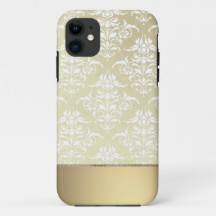 Capa Para iPhone 11 Luz elegante Ouro-como a cor damasco do vintage