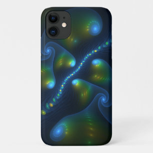 Capa Para iPhone 11 Luzes de fantasia Abstrato Azul Verde Amarelo Frac