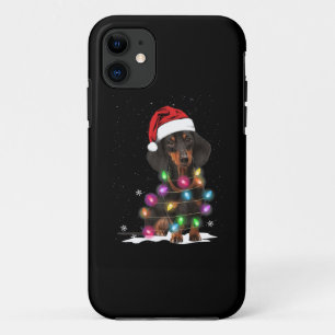 Capa Para iPhone 11 Luzes De Natal Dachshund Com Neve