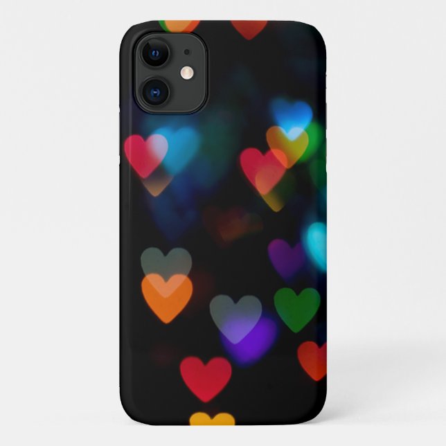 Capa Para iPhone 11 luzes do coração acesas a preto (Verso)