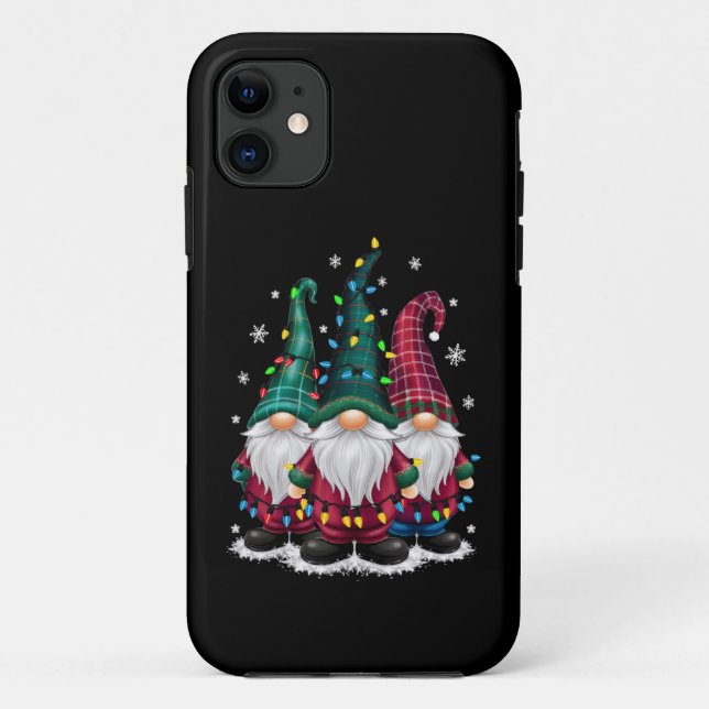 Capa Para iPhone 11 Luzinhas de Natal Três Gnomos Natal (Verso)