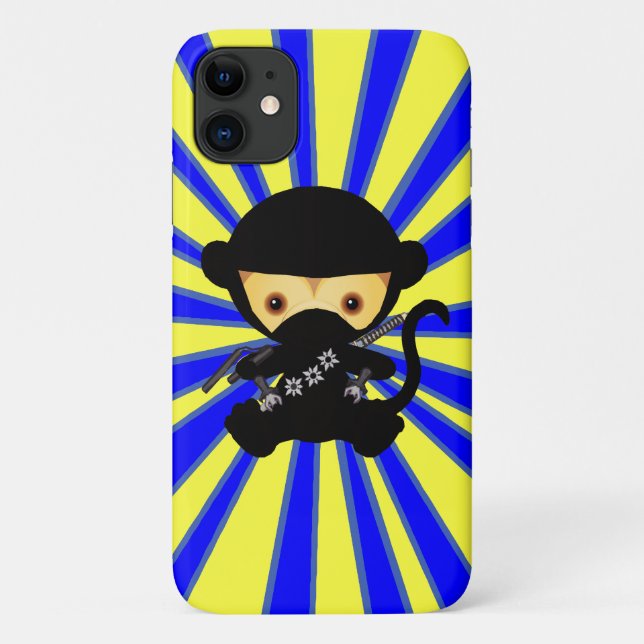 Capa Para iPhone 11 Macaco de Kawaii Ninja (Verso)