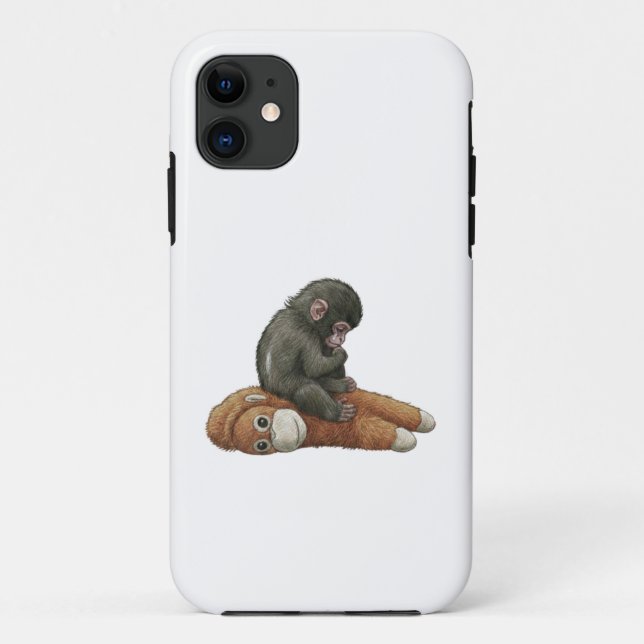 Capa Para iPhone 11 Macaco Punch, Bebê Macaco Orangotango Abraço  (Verso)