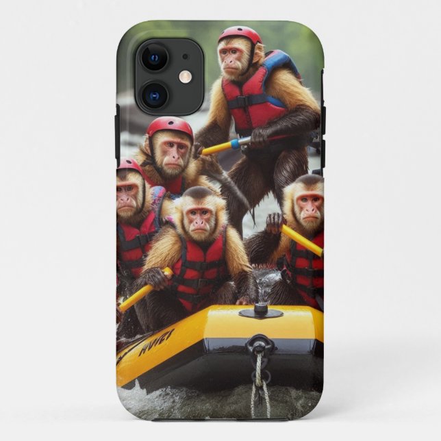 Capa Para iPhone 11 Macacos-prego-aventureiros Brancos (Verso)