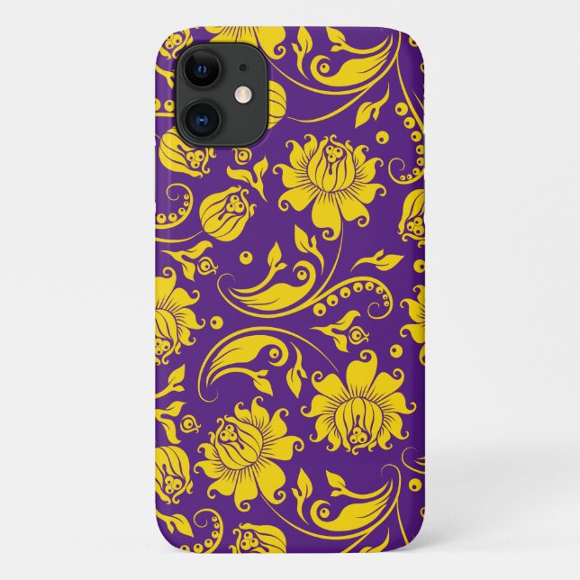 Capa Para iPhone 11 Maçãs amarelas em roxo (Verso)