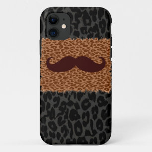 Capa Para iPhone 11 Maciço castanho e impressão leopardo