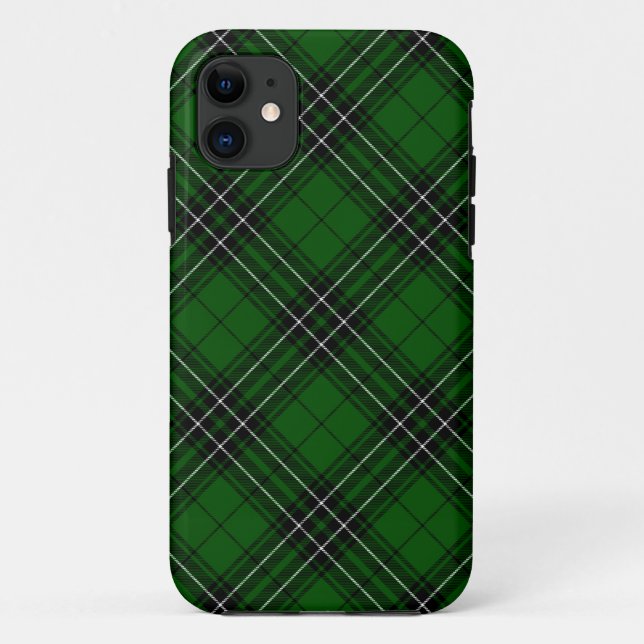 Capa Para iPhone 11 MacLean Tartan Verde e Xadrez Preta (Verso)