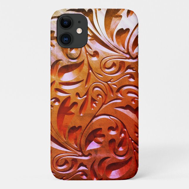 Capa Para iPhone 11 Madeira esculpida de grão de madeira parece elegan (Verso)