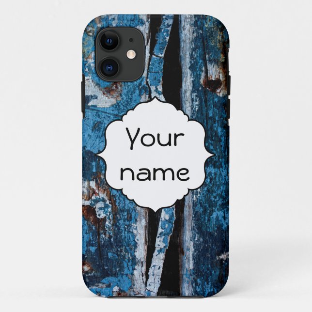 Capa Para iPhone 11 Madeira pintada azul (Verso)