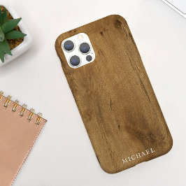 Capa Para iPhone 11 Madeira rustica masculina personalizada com nome