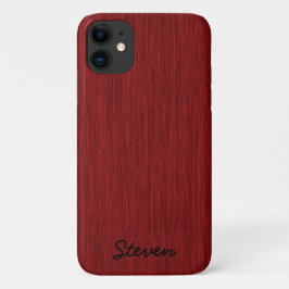 Capa Para iPhone 11 Madeira Vermelha Cinzenta Personalizada