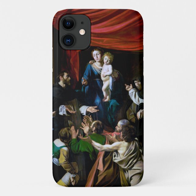 Capa Para iPhone 11 Madona do Rosário, Caravaggio (Verso)