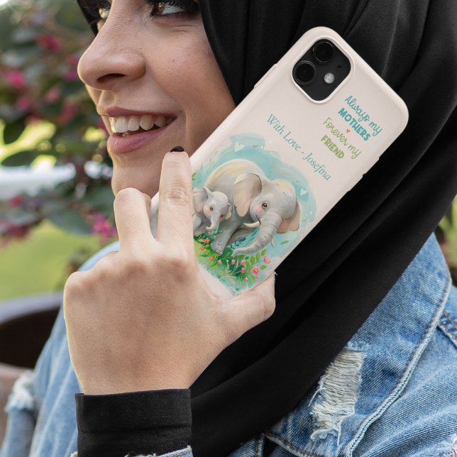 Capa Para iPhone 11 Mãe de elefante doce e presente personalizado para (Sweet Elephant Mum & Baby Personalized Gift Case-Mate iPhone Case)
